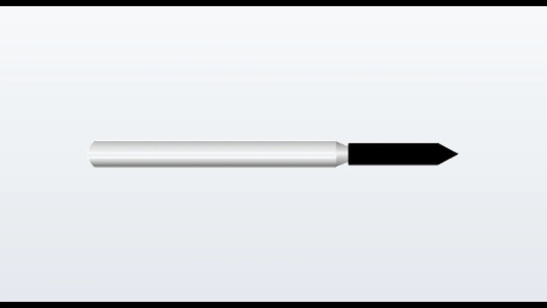 Cylindrical, pointed end