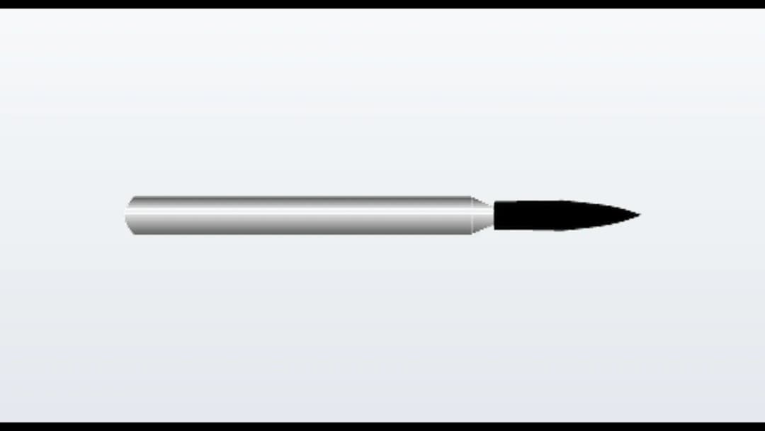 Cylindrical, pointed end
