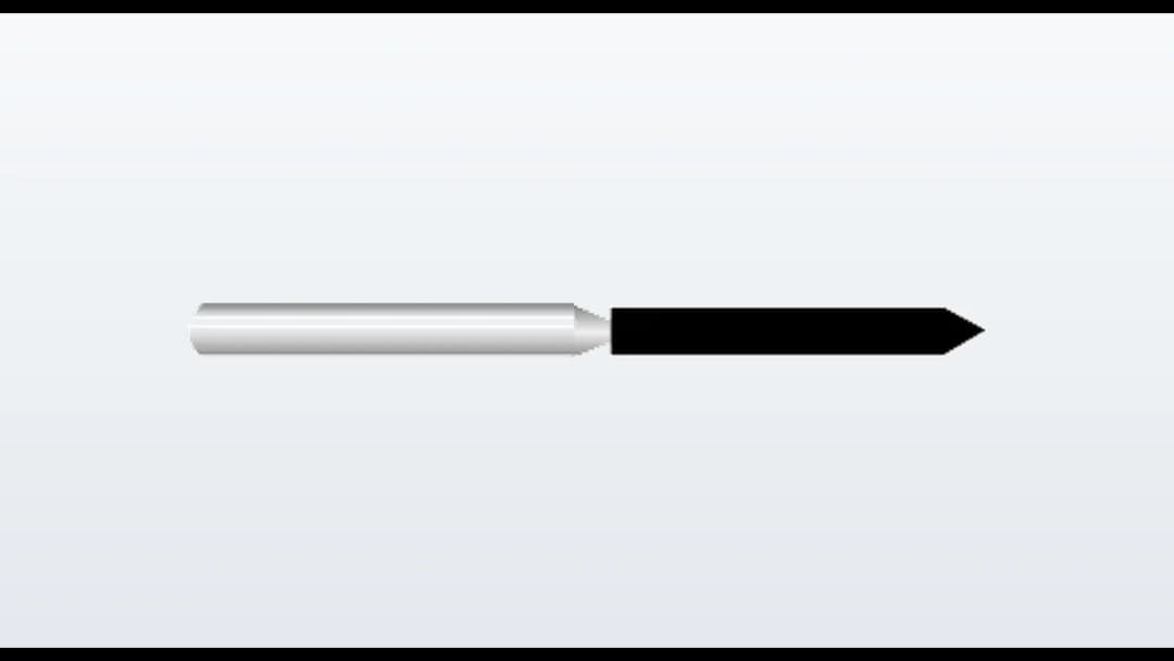 Cylindrical, pointed end