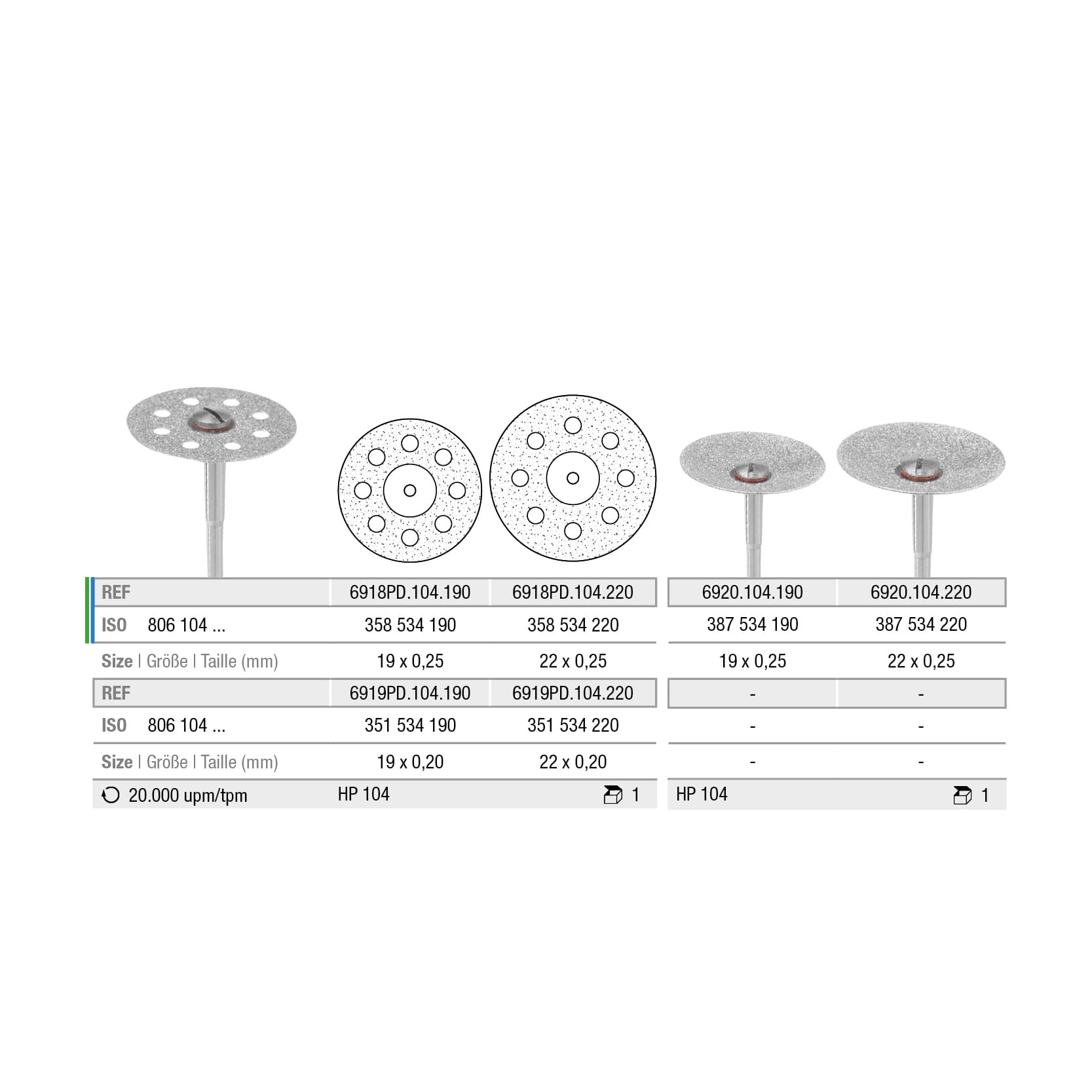 6920.104.190x001 Disque, perforé, spirale