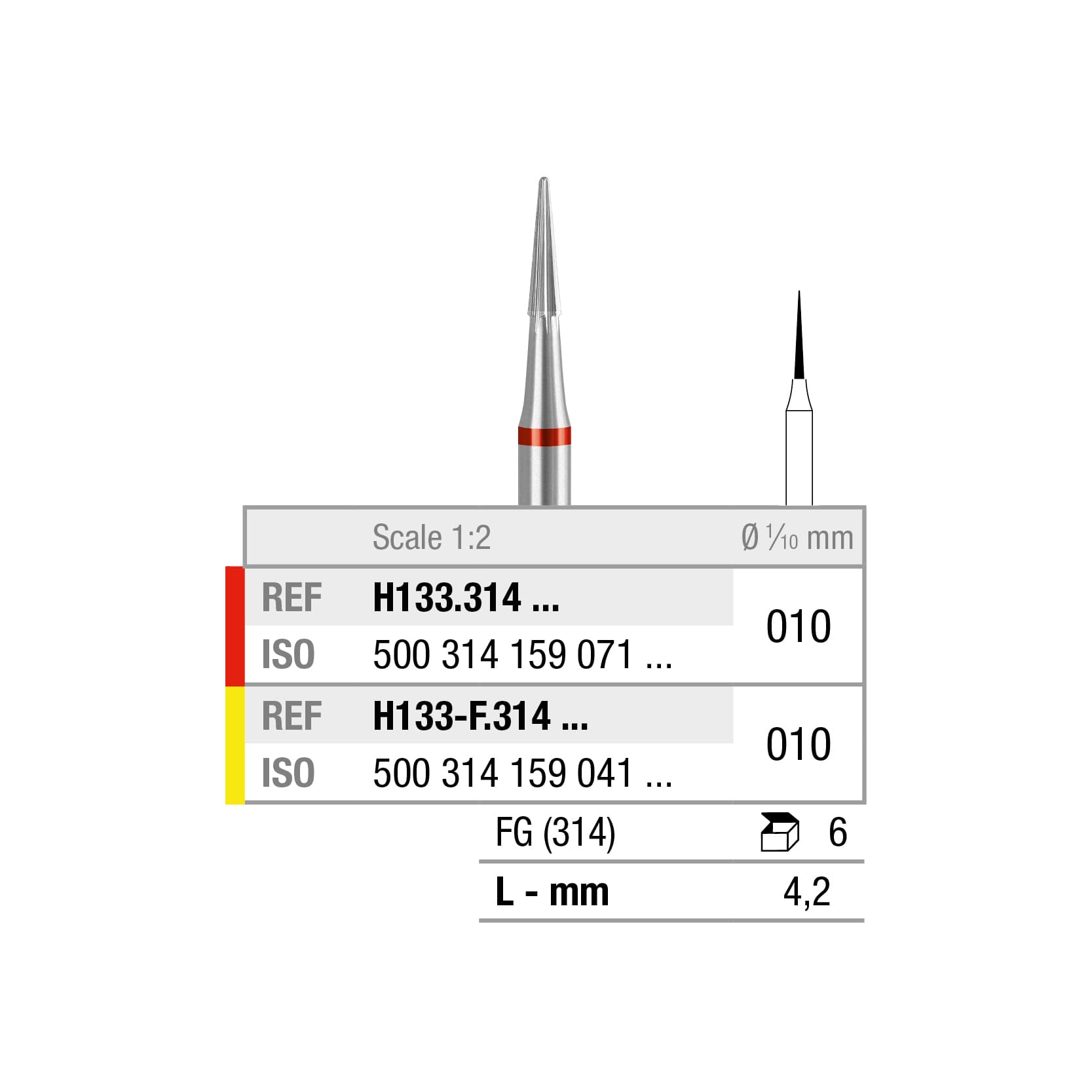H133F.314.010x006 Cône pointu