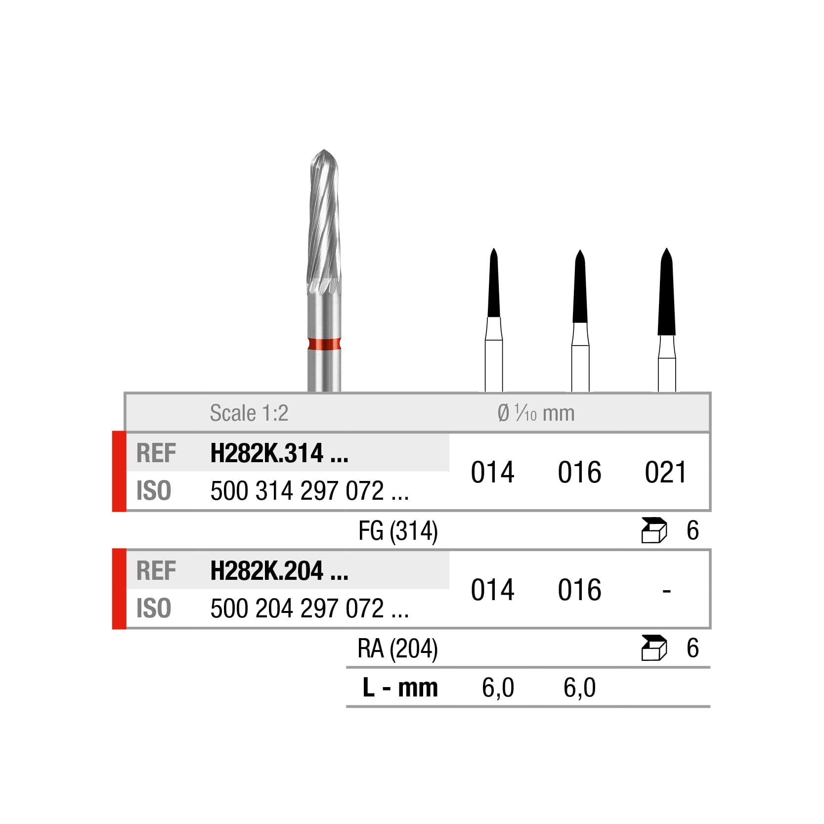 H282K.204.014x006 Torpille conique