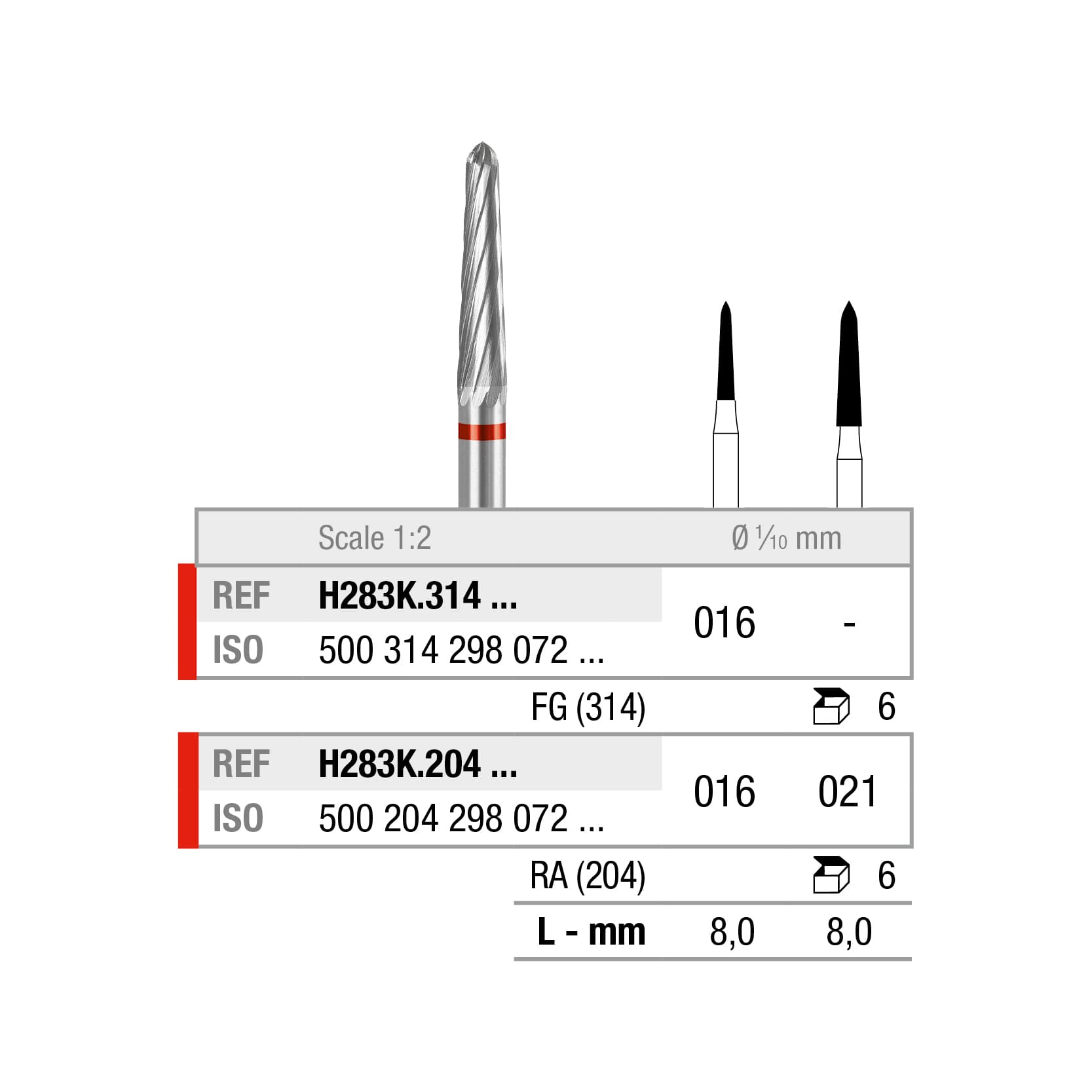 H283K.204.016x006 Torpille conique