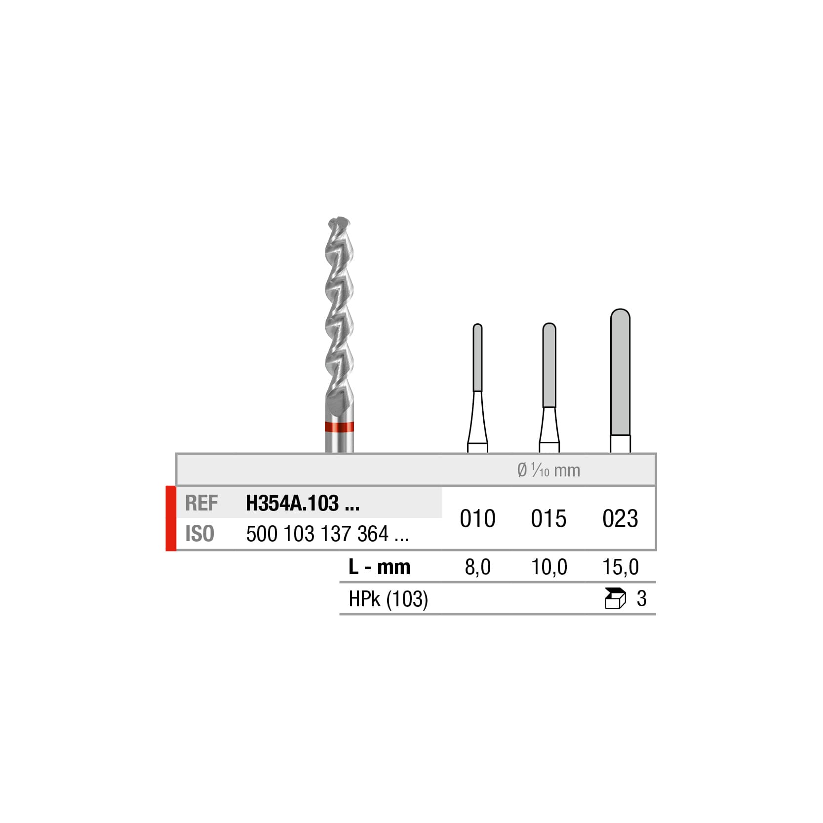 H354A.103.015x003 Cylindre, bout rond