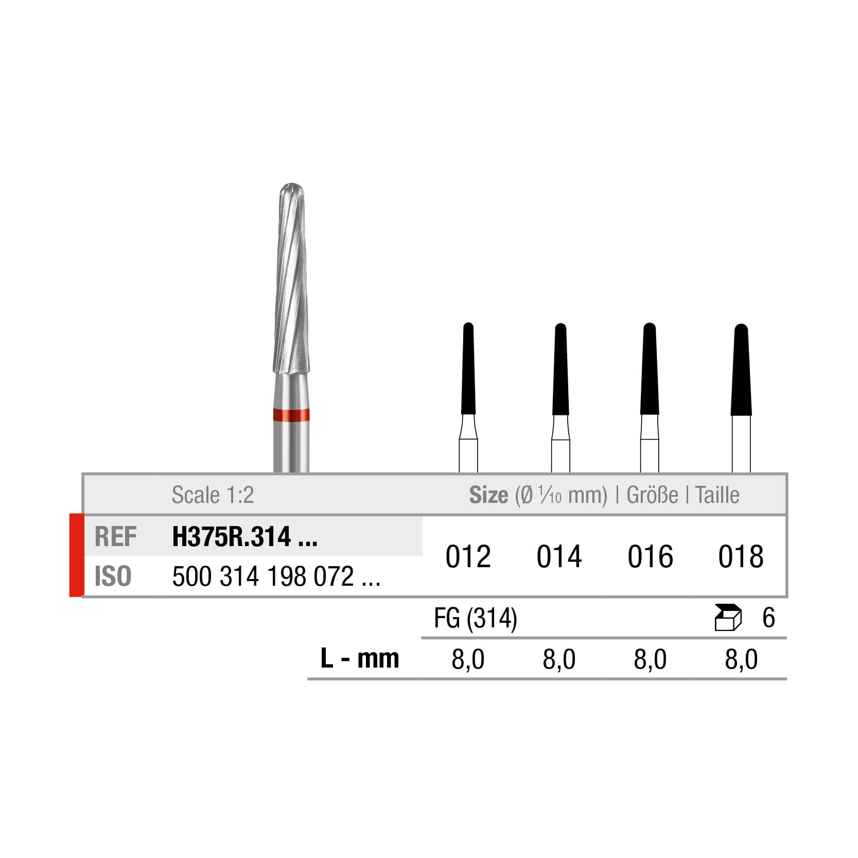 H375R.314.012x006 Cône rond
